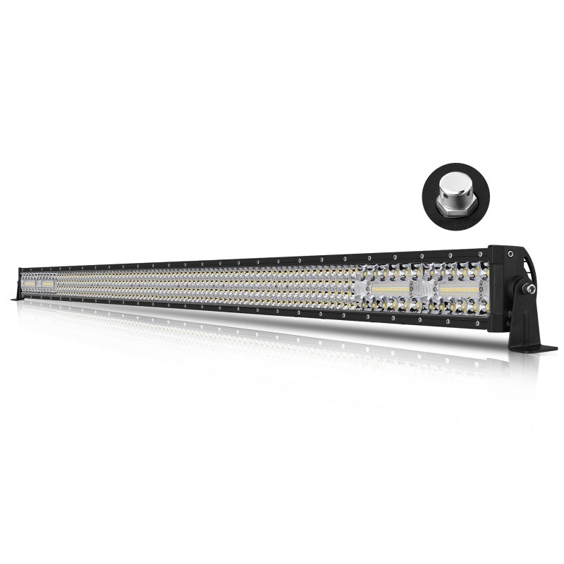 AKD Part 52 Inch Straight LED Light Bar, AKD Part 380W Quad Row Offroad Driving Lights Spot Flood Combo LED Work Light Roof Light Bar for Trucks Pickup Tractor Chevy Ram Wrangler Boat - Image 1